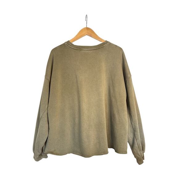 Colsie Women French Terry Crewneck Hi-Low Hem  Pullover Sweatshirt Size XL Green - Picture 7 of 9